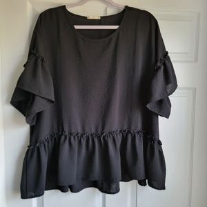 Entro Black Blouse Baby Doll with Ruffles